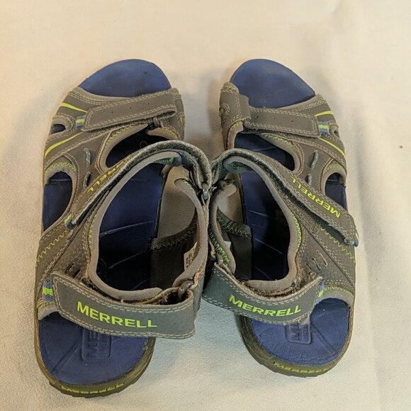 Merrell Panther Sandals Grey Blue Green 6M 8W Leather Hook Loop MY53337 Sport - Picture 10 of 12